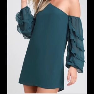 Ali & Jay Women’s “Love the Way I Look Tonight 1 Shoulder Teal Mini Dress-XS-NWT